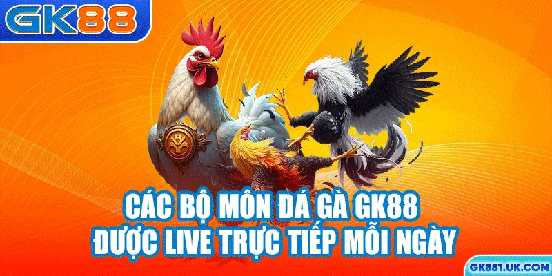 Các bộ môn đá gà GK88 hot được live trực tiếp mỗi ngày